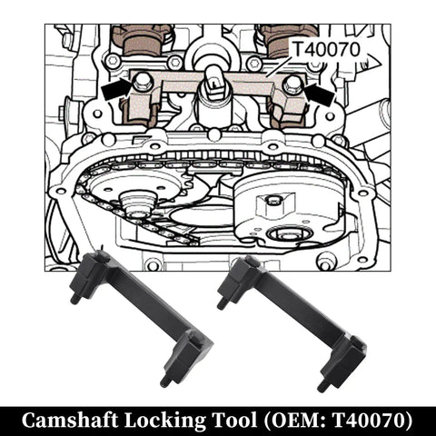 DIY Ready Pro Grade Camshaft Locking And Timing Tool Kit For VW And Audi Engines 2.0 2.4 2.5 V6 diagram and tool T40070
