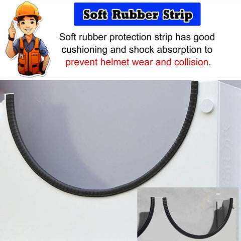 Soft rubber strip detail for Heavy Duty Wall Mounted Safety Helmet Rack For Job Sites And Workshops Features Beefy Galvanized Steel And Cushioned Rubber Edges.