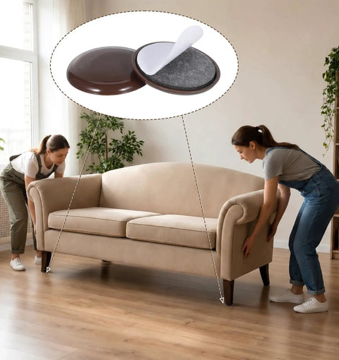 Twelve Pack Chair Sliders For Carpet And Hardwood Featuring Grip Tight Self Adhesive Backing to glide heavy couches and desks across tile.