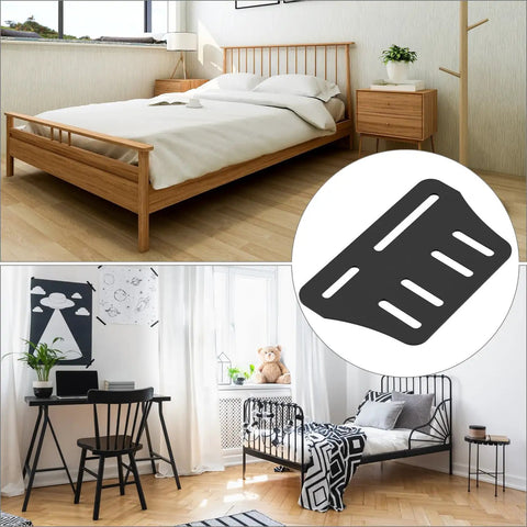 Rock Solid Bed Frame Brackets 2 Pcs Heavy Steel Headboard Footboard Connectors For Wood Furniture Quick Hookup Matte Black Hardware shown with wooden bed.