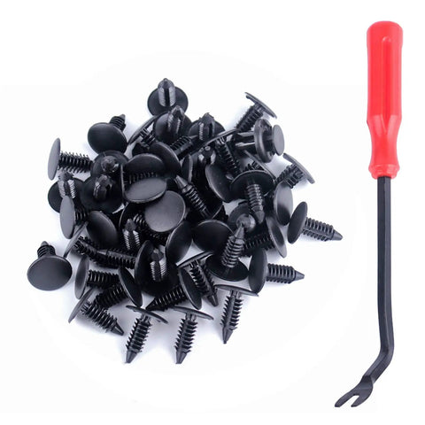 Universal Golf Cart Fastener Push Rivets Set 100 Piece Xmas Tree Clips For Electric And Gas Models with red removal tool