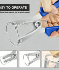 Woodworking Miter Spring Clamps Kit With Spring Loaded Pliers in use with blue handle, adjustable for thin board joint assembly.