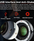 Canon EF To Sony E Mount Autofocus Speed Booster Adapter 0.71x showing USB interface and lens details