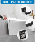 Matte Black 5 Piece Bathroom Hardware Set With Wall Mounted Towel Bar Towel Holder And Towel Racks Kit SUS304 Stainless Steel Rustproof Fixtures For Ultra Durable Bath Organization 23.6 Inch toilet paper holder details