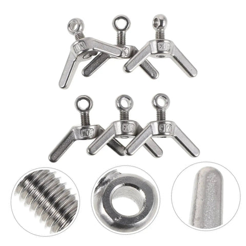 Stainless Steel Flange Butterfly Wing Bolts Kit M6x20mm With Locking Hole For Secure Furniture And Machinery Connections Corrosion Resistant