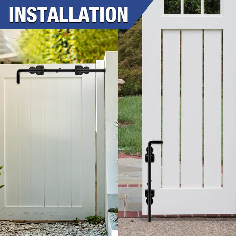 12 Inch Cane Bolt Drop Rod Gate Stopper For Wood Fences And Gates, Heavy Duty Black Steel Exterior And Interior Hardware, Outdoor Indoor Security Latch Anchor, Barn Door Accessory