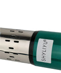 Close-up of Solar Submersible Well Pump 24V DC 260W Deep Well 3 Inch Stainless Steel Screw Pump with green motor casing.