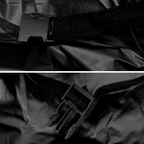 Close-up of buckle fastening on Heavy Duty Waterproof Sedan Car Cover 186 To 202 Inches With Driver Side Zipper UV Protection.