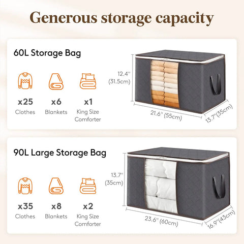 Six Pack Super Sturdy Closet Storage Bins With Lids Foldable Wardrobe Organizers Featuring Clear Window Zippered Closures And Rock Solid Handles Totally Legit For Blankets Bedding And Winter Clothing