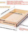 Smooth Ride Soft Close Wooden Drawer Organizer 13 By 21 Inches For Kitchen Cabinets Heavy Duty Pullout Storage Bin dimensions 14 inches wide, 21 inches deep.