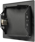 Heavy Hitter Six By Six Inch Galvanized Steel Service Door featuring a black interior and click hinges for easy access.