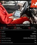 A-Premium upper intermediate steering shaft being tested inside a car; technician in red uniform using a laptop.