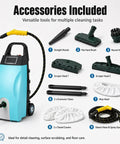 Portable Heavy Duty Steam Cleaner Machine 3000W Power accessories with various nozzles and brushes for versatile cleaning.
