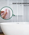 Clear Extra Long Shower Curtain Liner 72 By 96 Inches Lightweight EVA 4G Plastic Bath Liner With Rustproof Metal Grommets And 5 Magnets shown in use with a modern bathtub.