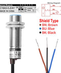 No Nonsense M18 Shielded Capacitive Proximity Sensor Switch LJC18A3-5-Z/AY 5mm Detection 10 30V DC 200mA Output PNP Normally Closed 3 Wire Blue Housing Dielectric Object Sensor For Easy Mounting, threaded sensor with 3-wire leads
