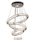 Dope Four Ring LED Crystal Chandelier Modern Flush Mount Ceiling Light With Adjustable Stainless Steel Pendant Design DIY Shape