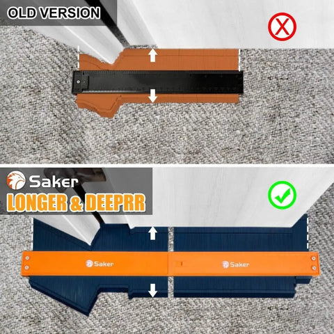 Profile Gauge Adjustable Lock For Irregular Shapes Duplicator, Irregular Welding And Woodworking Tracing Tool, blue and orange ABS contour gauge shown on carpet