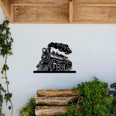 Industrial Style Steam Locomotive Metal Wall Art Black Iron Train Design Durable Modern Sculpture For Living Room Office Or Bar Captivating Focal Point Decor 20 Inch Size
