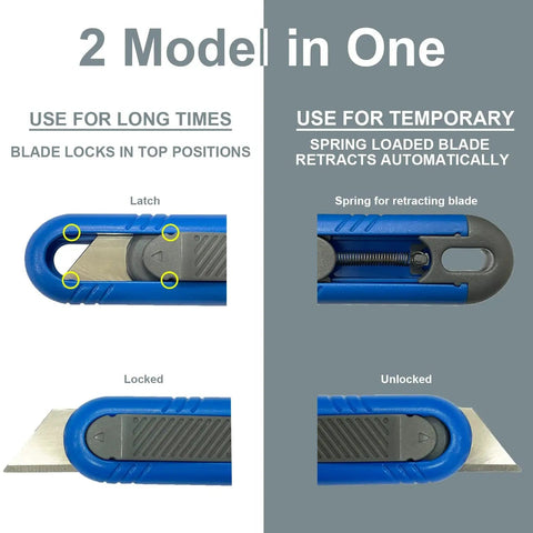 DIY Cable Stripping Kit with safety retractable knife showing locked and unlocked modes for auto repair.