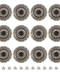 Knockout Vintage Screw Back Buttons 30mm Round Conchos Black Artificial Turquoise set of 12 with alloy backing and metal pins.