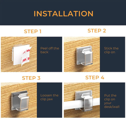 R Shape Cable Clips With Super Strong Self Adhesive For TV And PC Cables Clear Wire Organizer Clips 40 Pack To Keep Cords Neat And Tidy No Fuss Easy Removal Without Surface Damage