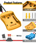 Battery Adapter For Dewalt 20V To Peg Perego Ride On Toy Conversion Kit showing ABS construction and components