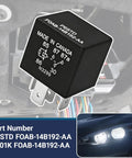 Heavy Duty 5 Pin Automotive Relay 12V 40A Plug In And Go Fuel Pump Starter Switch For Ford F150 Explorer Expedition Transit Runs Smooth Takes A Beating Every Day 2 Pack close-up view with wiring connections.