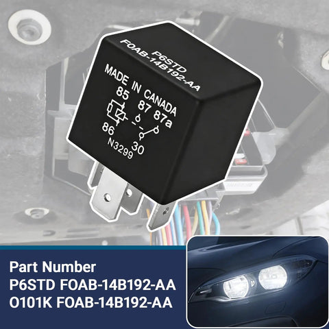 Heavy Duty 5 Pin Automotive Relay 12V 40A Plug In And Go Fuel Pump Starter Switch For Ford F150 Explorer Expedition Transit Runs Smooth Takes A Beating Every Day 2 Pack close-up view with wiring connections.