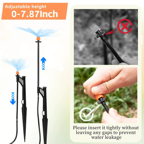 20 Sets Of Garden Irrigation Sprinkler Heads With Stakes, 90 Degree, 180 Degree, And 360 Degree Micro Spray Emitters