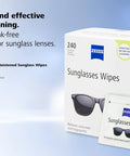 ZEISS Sunglasses Wipes box with 240-count, pre-moistened lens cleaning for sunglasses