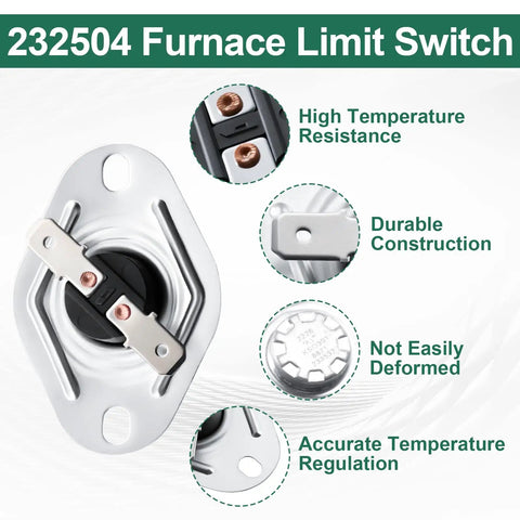 RV Furnace Limit Switch 160 Degree Replacement Part For SF 20 25 30 35 Furnaces And SF 25F 30F 35F Campers Hi Limit Safety Cutoff Switch Durable High Quality Heating Sensor For Reliable Heat Management. 232504 model with installation details.