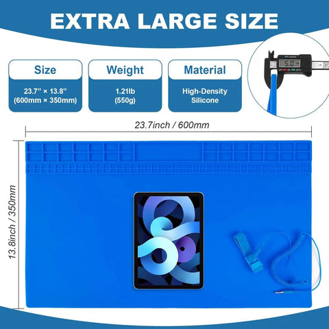 Extra Large Heat Resistant Soldering Mat For Electronics Repair, Non Magnetic Silicone Workbench Pad, 13.8 By 23.7 Inches