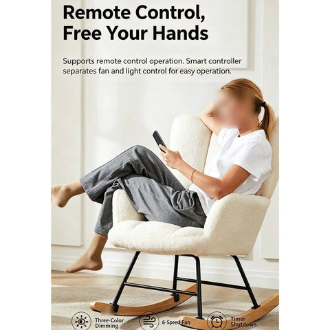 YPDJVLTI Children's Ceiling Fans Lights Ceiling Lamp with remote control, in a cozy setting with a woman relaxing.