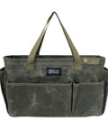 Waxed Canvas Firewood Carrier Tote For Camping And Garden Work, Collapsible And Sturdy Tool Storage Basket, Army Green