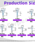 Top Shelf 65 Piece Zinc Plated Knurled Thumb Screws Assortment Kit M3 M4 M5 M6 M8 sizes with precise dimensions chart.