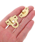 Solid Antique Wooden Box Buckles And Decorative Drawer Hasps For Cabinet Doors Jewelry Cases Heavy Duty Latch Hardware Sets held in a hand.