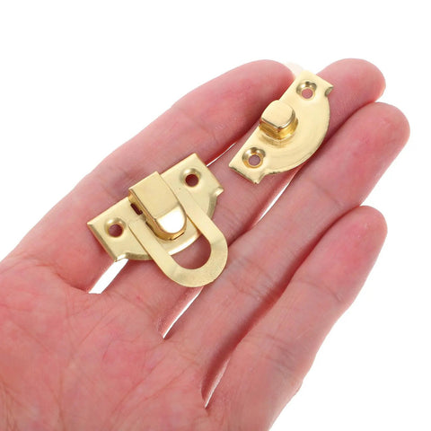 Solid Antique Wooden Box Buckles And Decorative Drawer Hasps For Cabinet Doors Jewelry Cases Heavy Duty Latch Hardware Sets held in a hand.