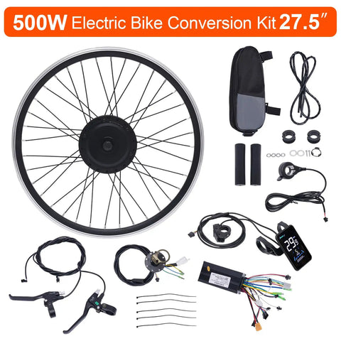 Electric Bike Conversion Kit 27.5 Inch Front Wheel Hub Motor 36V 500W with LCD Display and accessories set