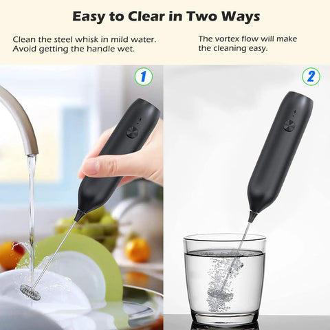 Badass Rechargeable Milk Frother Wand With Usb C Charging For Instant Velvety Foam On Lattes And Matcha in use under water