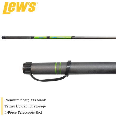 Crappie Thunder 12 Foot 4 Piece Telescopic Rod For Crappie Fishing With Light Power And Fast Action Pro Grade Premium Fiberglass Blank EVA
