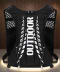 Front view of Hydration Vest Backpack 5L for Hiking and Cycling showing unisex design, reflective strips, durable build.