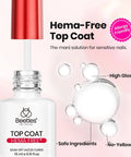 HEMA Free Nail Tips Glue Kit With Builder Gel And No Wipe Top Coat, 15ml bottle, allergy safe, high gloss, no-yellowing formula