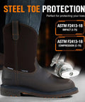 Steel Toe Waterproof Wellington Style Mens Work Boots With Full Grain Leather Pull On Non Slip EH Protection