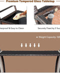 Close-up of Patio Wicker Bar Cart With Wheels Ice Bucket Outdoor Rolling Beverage Counter Table Glass Top Modern Rattan Wine Serving Cart For Poolside Backyard Garden And Easy Home Entertaining, highlighting glass top and secure fixation