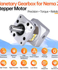 Five To One Planetary Gearbox For Nema 23 Stepper Motor DIY Friendly, showcasing front view with precision features