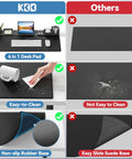 Six In One Magnetic Desk Pad With DIY Modular Storage and features compared with standard desk mat, showing cleaning and base.