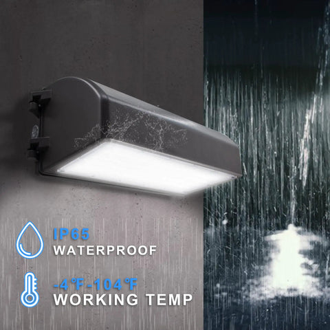 Wall Pack Light 35W Behemoth Bright 4,200 Lumen 5000K Daylight Waterproof Full Cutoff design in rain