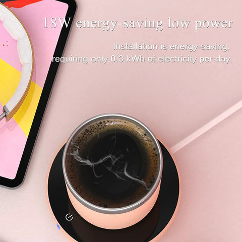 Close-up of Dual Temp Smart Coffee Mug Warmer With Gravity Touch Sensor And Automatic Power Cut Locks In That Daily Heat Straight Up For Your Desk Featuring Quiet Operation Compact Flat Bottom Base, keeping coffee hot.