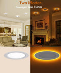 6 Inch LED Recessed Lights With Night Light, 12 Pack, Adjustable 3 CCT Color Temperatures, White Finish in living room setup
