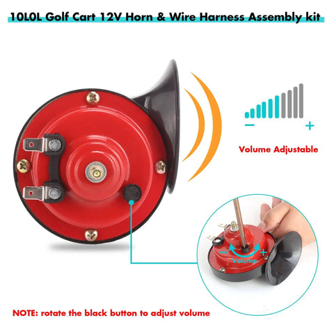 Universal 12 Volt Golf Cart Horn Kit With Hand Press Steering Switch And Wiring Harness Fits EZGO Club Car Yamaha And More